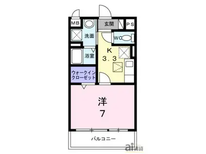 ヴィラージュ(1K/3階)の間取り写真
