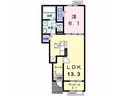 ライジングヒルズ(1LDK/1階)の間取り写真