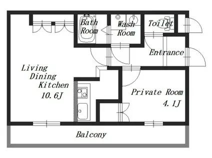 ピアコート木原II(1LDK/1階)の間取り写真