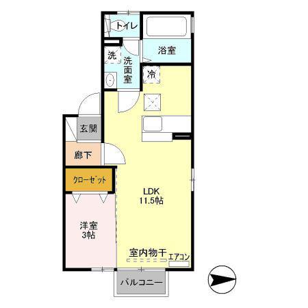 AVENIR REGALO(1LDK/1階)の間取り写真