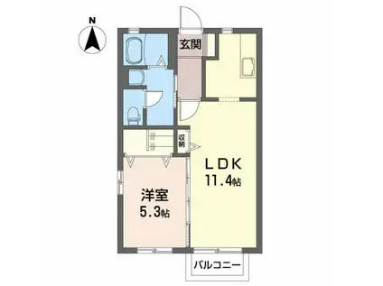 アヴニール山鳥A(1LDK/2階)の間取り写真