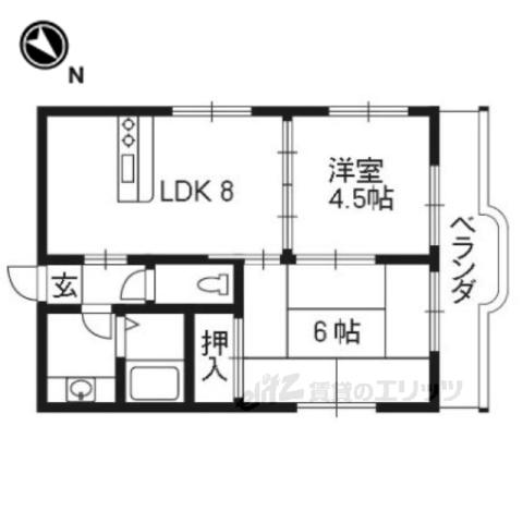 淀ボー・リバージュ(2LDK/4階)の間取り写真