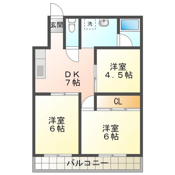 ラッキンハイツ(3DK/3階)の間取り写真