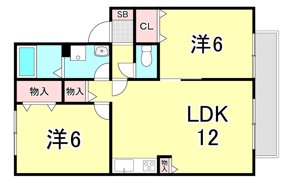 ハイカムール松井(2LDK/2階)の間取り写真