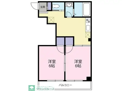 日発東中神ビル(2DK/4階)の間取り写真