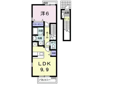 ライフサニー浅川B(1LDK/2階)の間取り写真