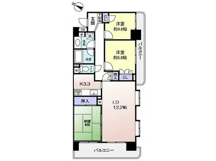 グリーンコーポ津田沼タウンヒルズ(3LDK/7階)の間取り写真