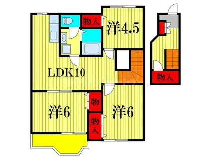 ポワール・メゾンII(3LDK/2階)の間取り写真