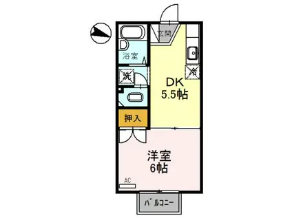 メゾン堀川 C棟(1DK/2階)の間取り写真