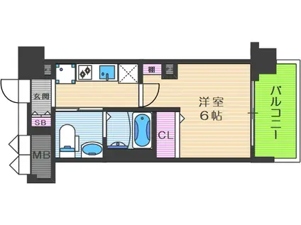 エステムプラザ梅田・中崎町IIIツインマークスサウスレジデンス(1K/4階)の間取り写真