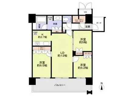 MJR堺筋本町TOWER(3LDK/22階)の間取り写真