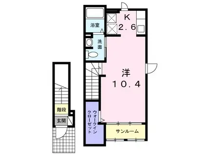 ベルローゼ K(1K/2階)の間取り写真