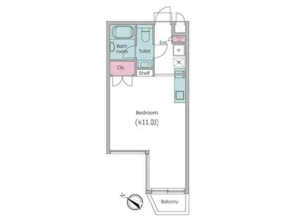 レジディア目黒II(ワンルーム/3階)の間取り写真