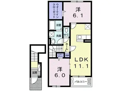 クラール飯田町A(2LDK/2階)の間取り写真
