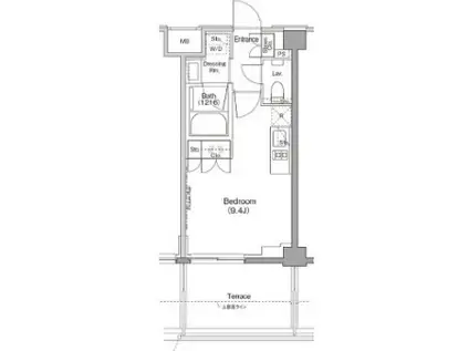 ザパークハビオ三軒茶屋テラス(ワンルーム/1階)の間取り写真