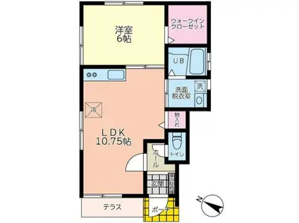 ブラッサム(1LDK/1階)の間取り写真