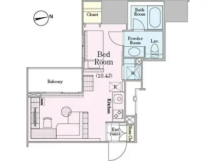 ロイジェントパークス四ッ谷(1K/4階)の間取り写真