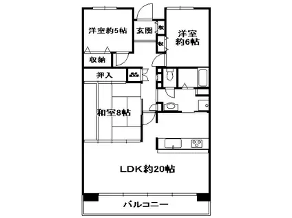 ダイヤカルム A棟(3LDK/4階)の間取り写真