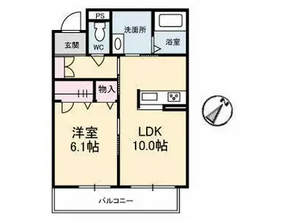 アドグランデ幸町(1LDK/2階)の間取り写真