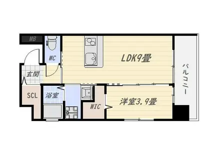 クレアグレイス荒田II(1LDK/7階)の間取り写真