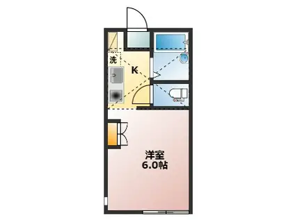 ルミエールY・A(1K/2階)の間取り写真