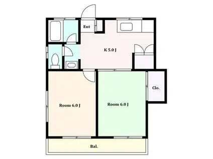 ひのき荘(2K/2階)の間取り写真