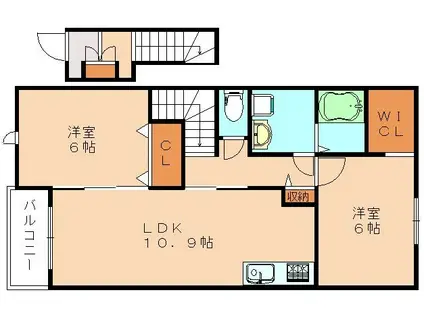 ソレイユ伊川II(2LDK/2階)の間取り写真