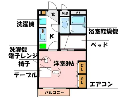 コンフォート明石(1K/1階)の間取り写真