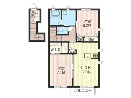 グランシャリオA棟(2LDK/2階)の間取り写真