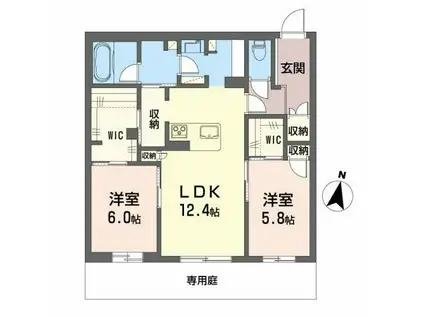 シャーメゾンコンフォーザ(2LDK/1階)の間取り写真