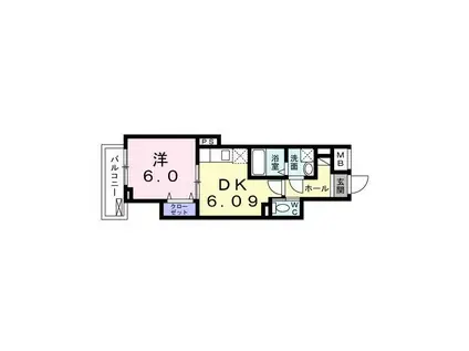 メゾン・ド・カナル森下(1DK/4階)の間取り写真