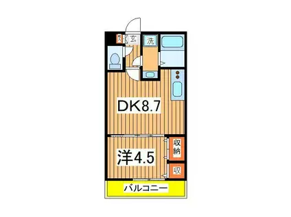 EDO GRAND(1DK/2階)の間取り写真