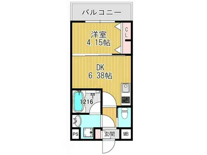 ガレリア南豊中(1DK/2階)の間取り写真