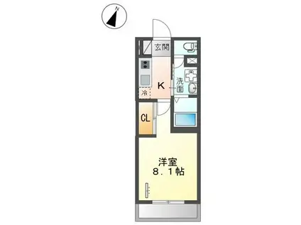 ヴァローレ日比野(1K/2階)の間取り写真