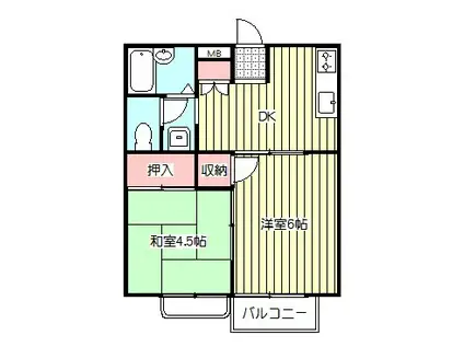エリールハイツ(2DK/1階)の間取り写真