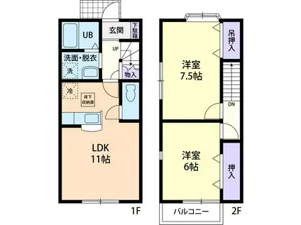 ソルボンヌB(2LDK/1階)の間取り写真
