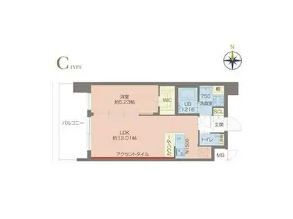 プレジオ玉造(1LDK/4階)の間取り写真