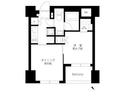 パークリュクス銀座MONO(1DK/6階)の間取り写真