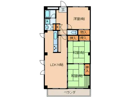タートルハイツ(3LDK/4階)の間取り写真