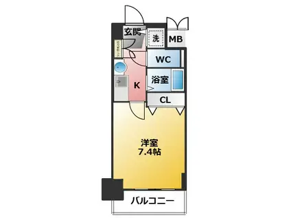 プレサンス名古屋駅前グランヴィル(1K/2階)の間取り写真