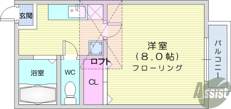 ホープハイツ(1K/1階)の間取り写真