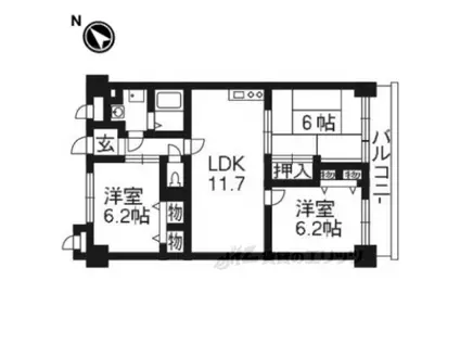 クレードル桂川(3LDK/3階)の間取り写真