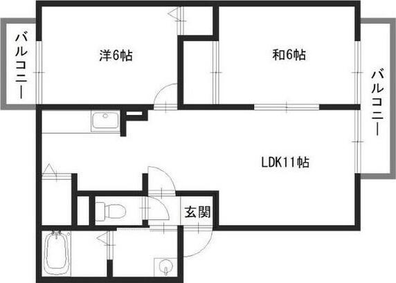 エスペランサハイツ(2LDK/2階)の間取り写真