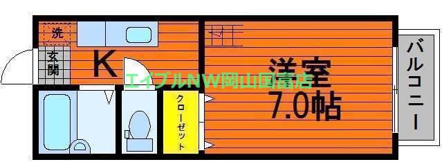 カリーノ(1K/2階)の間取り写真