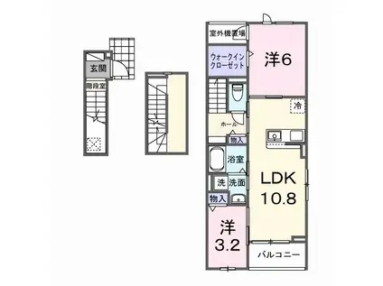 クレッシェンド石ヶ瀬(2LDK/3階)の間取り写真
