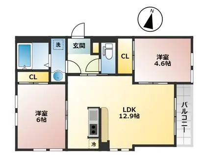Kファースト(2LDK/1階)の間取り写真