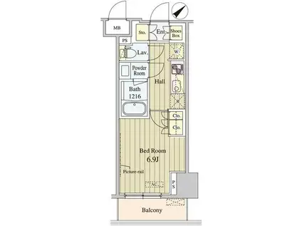 セリオ落合東中野(1K/4階)の間取り写真