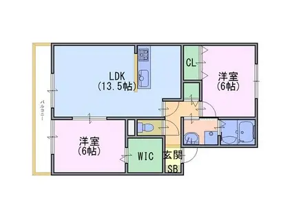セジュールMARUTO(2LDK/2階)の間取り写真
