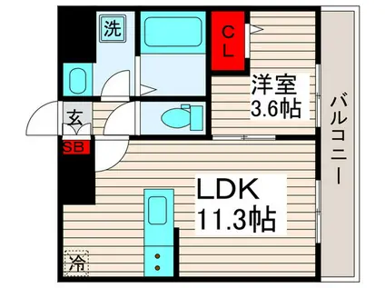 リーブルファイン鹿浜(1LDK/3階)の間取り写真
