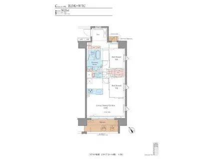 LUXENA船堀(2LDK/8階)の間取り写真